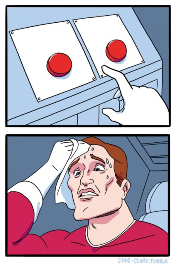 Two Buttons meme about Love Your Melon